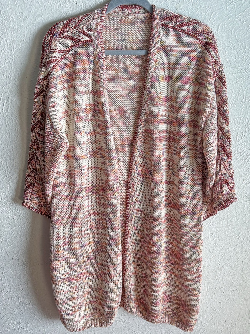 Soft Surroundings Marled Open Front Cardigan XL Boho Lightweight Knit Duster
